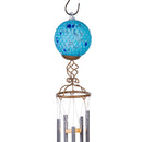 Cottage Garden Wind Chime, Glass & Metal, Glass Textured Ball Wind Chime with Dangle, 26", Asst of 3