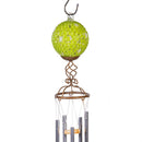 Cottage Garden Wind Chime, Glass & Metal, Glass Textured Ball Wind Chime with Dangle, 26", Asst of 3