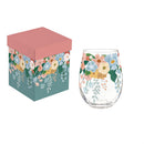 What She Shed Wine Glass Stemless, Florals, 17oz, Gift Box
