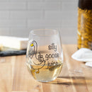 Just for Laughs Wine Glass Stemless, "Silly Goose Juice", 17oz, Gift Box