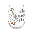 Just for Laughs Wine Glass Stemless, "Silly Goose Juice", 17oz, Gift Box