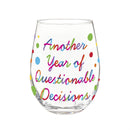 This Calls For Cake Birthday Wine Glass Stemless, "Another Year" 17oz, Gift Box