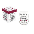 Just for Laughs Wine Glass Stemless, "My Idea of Drinking", 17oz, Gift Box
