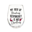 Just for Laughs Wine Glass Stemless, "My Idea of Drinking", 17oz, Gift Box