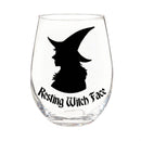 Haunted House Wine Glasses Stemless Glass with Gift Box, "Resting Witch Face"