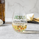 Simple Blessings Wine Glass Stemless, Jesus Knows I'm a Work in Progress, 17 oz, Gift Box