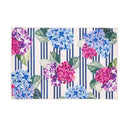 Chinoiserie Bow Multicolor Hydrangea Stripe Washable Mat 24"x36"