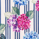 Chinoiserie Bow Multicolor Hydrangea Stripe Washable Mat 24"x36"