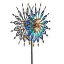 Metal Solar Wind Spinner, Blue Butterfly & Flowers, 74"H