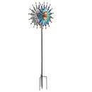 Metal Solar Wind Spinner, Blue Butterfly & Flowers, 74"H