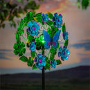 Solar Metal Wind Spinner, Blueflower & Butterfly, 74"H
