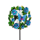 Solar Metal Wind Spinner, Blueflower & Butterfly, 74"H