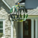 Metal Wind Spinner, Blue and Green Leaves, 74"H