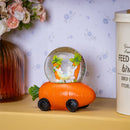 Hop Into Spring Water Globe Resin Carrot Car with Easter Bunny Scene, 6.5"L