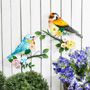 Cottage Garden Alternative Wall Decor, Metal & Glass, Bird on Branch, 18", Asst of 2