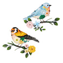 Cottage Garden Alternative Wall Decor, Metal & Glass, Bird on Branch, 18", Asst of 2