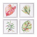 Tropical Oasis Indoor Wall Decor, Canvas, Palm Leaf Mini Canvas with White Frame, 8", Asst of 4