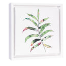 Tropical Oasis Indoor Wall Decor, Canvas, Palm Leaf Mini Canvas with White Frame, 8", Asst of 4