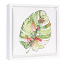 Tropical Oasis Indoor Wall Decor, Canvas, Palm Leaf Mini Canvas with White Frame, 8", Asst of 4