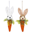 Hop Into Spring Hanging Decor Natural Fiber Bunny Carrot, 10"H, Asst of 2