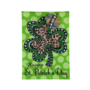 Animal Print Shamrock Garden Burlap Flag,14b10708