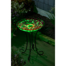 18" Solar Hand Painted Embossed Glass Bird Bath with Stand, Butterfly,2gb1186
