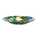 18"Hand Painted and Embossed Glass Shaped Bird Bath, Hummingbird Bouquets,2gb7051