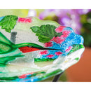 18"Hand Painted and Embossed Glass Shaped Bird Bath, Hummingbird Bouquets,2gb7051