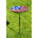 18" Glass Bird Bath, American Flag,2gb745