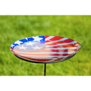 18" Glass Bird Bath, American Flag,2gb745