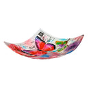 16.5" Hand Painted Embossed Square Glass Bird Bath, Butterfly Prints,2gb851