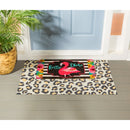 Flamingo Stripes and Flowers Coir Mat,2rm1121