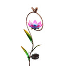 38"H Solar Garden Stake, Flower with Bronze Bird,2sp7268