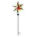 48"H Solar Staked Wind Spinner, Glass Rooster,14.5"x4"x48"inches