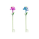 38.5"H Wind Spinner Flower Garden Stake, 2 Asst, Pink and Blue,47m2165