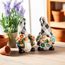 8"H Gnome Garden Statuary with Flower Wreaths, 2 Asst, 5.24"x4.92"x8.15"inches